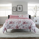 Cherry Blossom Pink Cotton Rich Reversible Duvet Cover Set | Super King | Pink