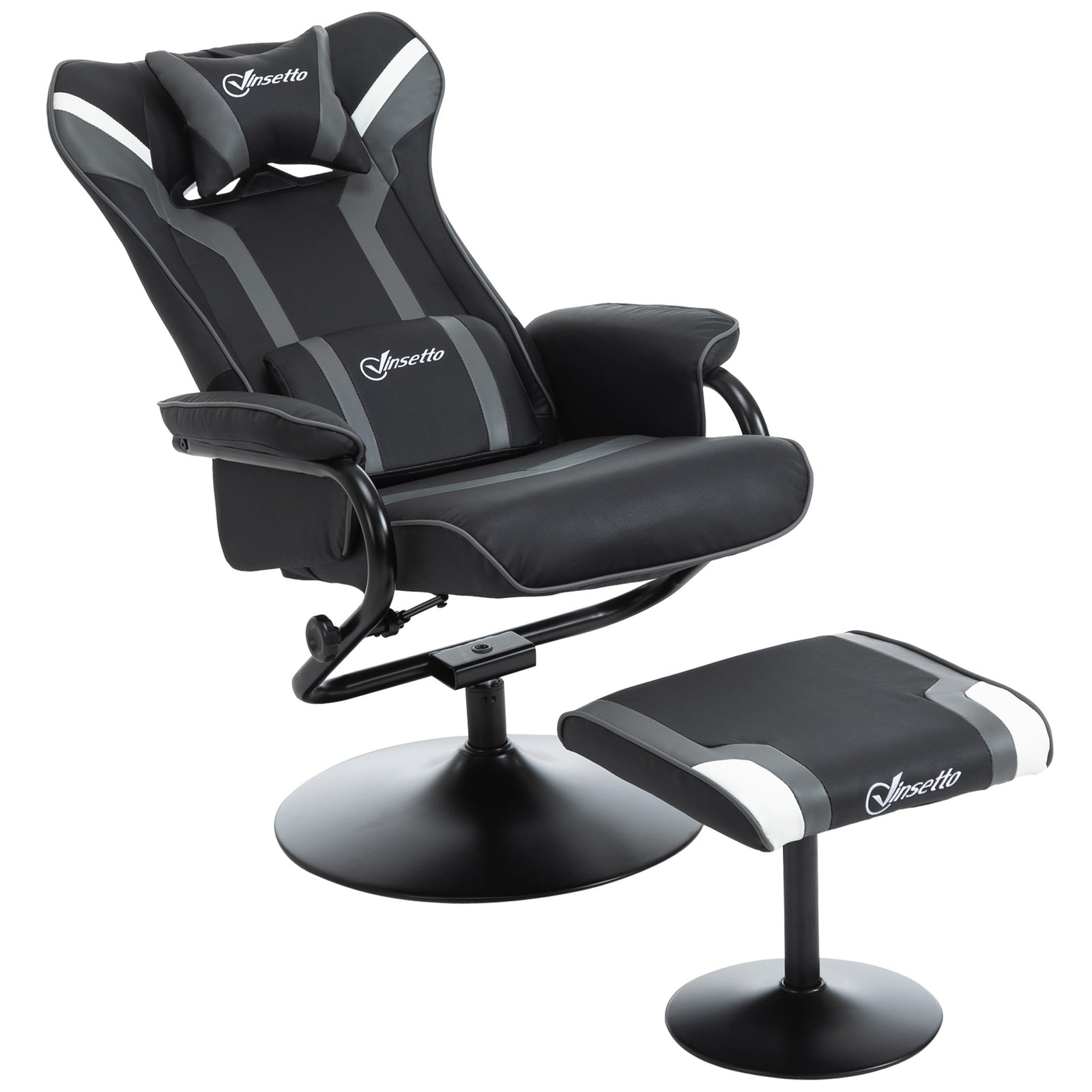 Video Game Chair And Footrest Set With Lumbar Support