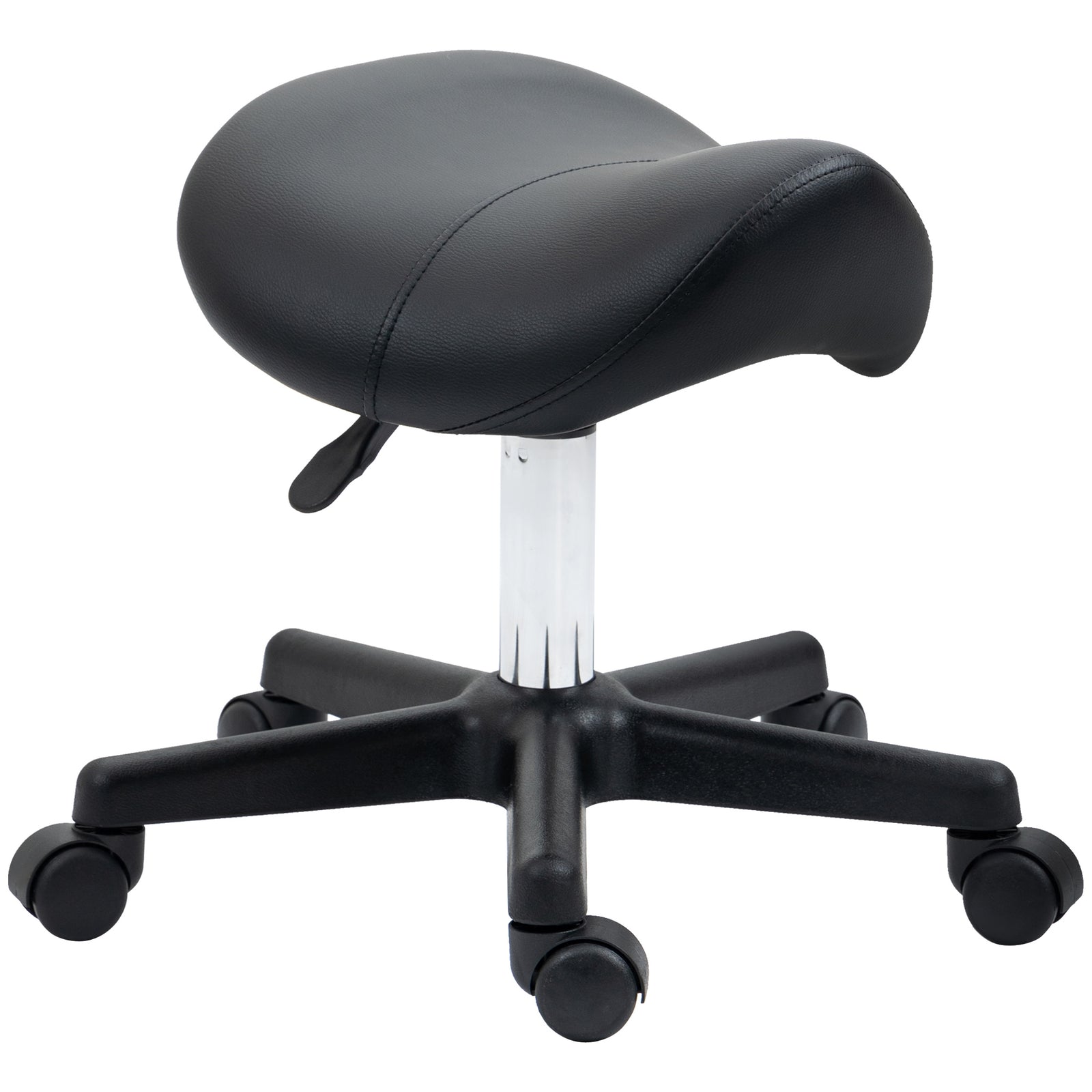 Saddle Stool Adjustable Rolling Salon Chair For Massage Spa | One Size | Black