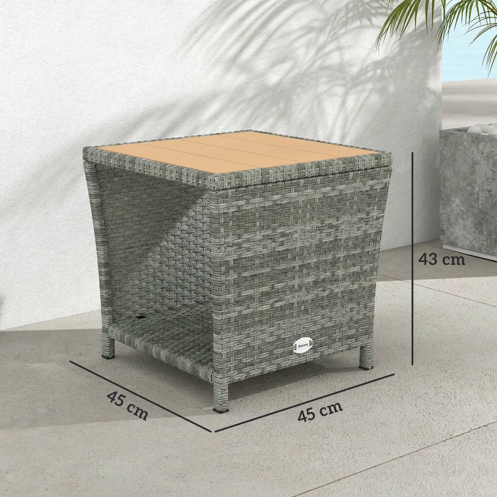 Side Table 2-tier With Storage Shelf | Light Grey