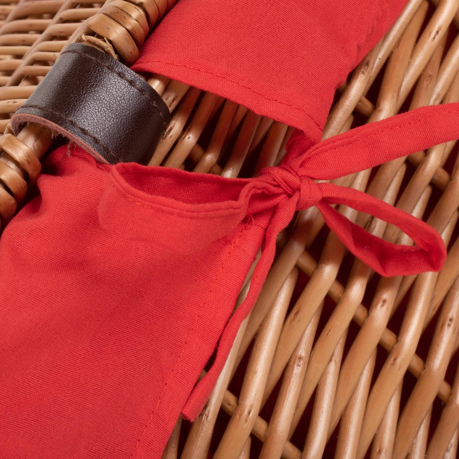 Wicker Double Steamed 51cm Picnic Basket | Red