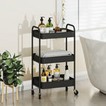3 Tier Rolling Utility Cart With 3 Mesh Basket | One Size | Black