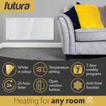 Electric Panel Heater White  Wall Mounted & Free Standing Glass Room Radiator With  Timer Thermostat Control Lot 20 | 2000w | White