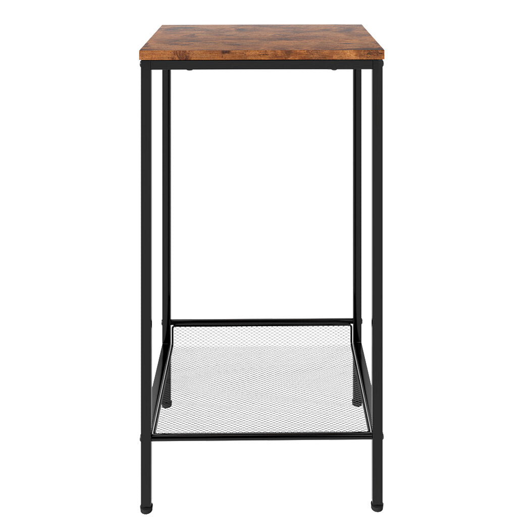Levede Industrial Side Table Wood 2-tier Storage Shelf End Table For Living Room