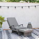 Foldable Rattan Garden Recliner Chair W/ Cushion, Footrest | Light Grey