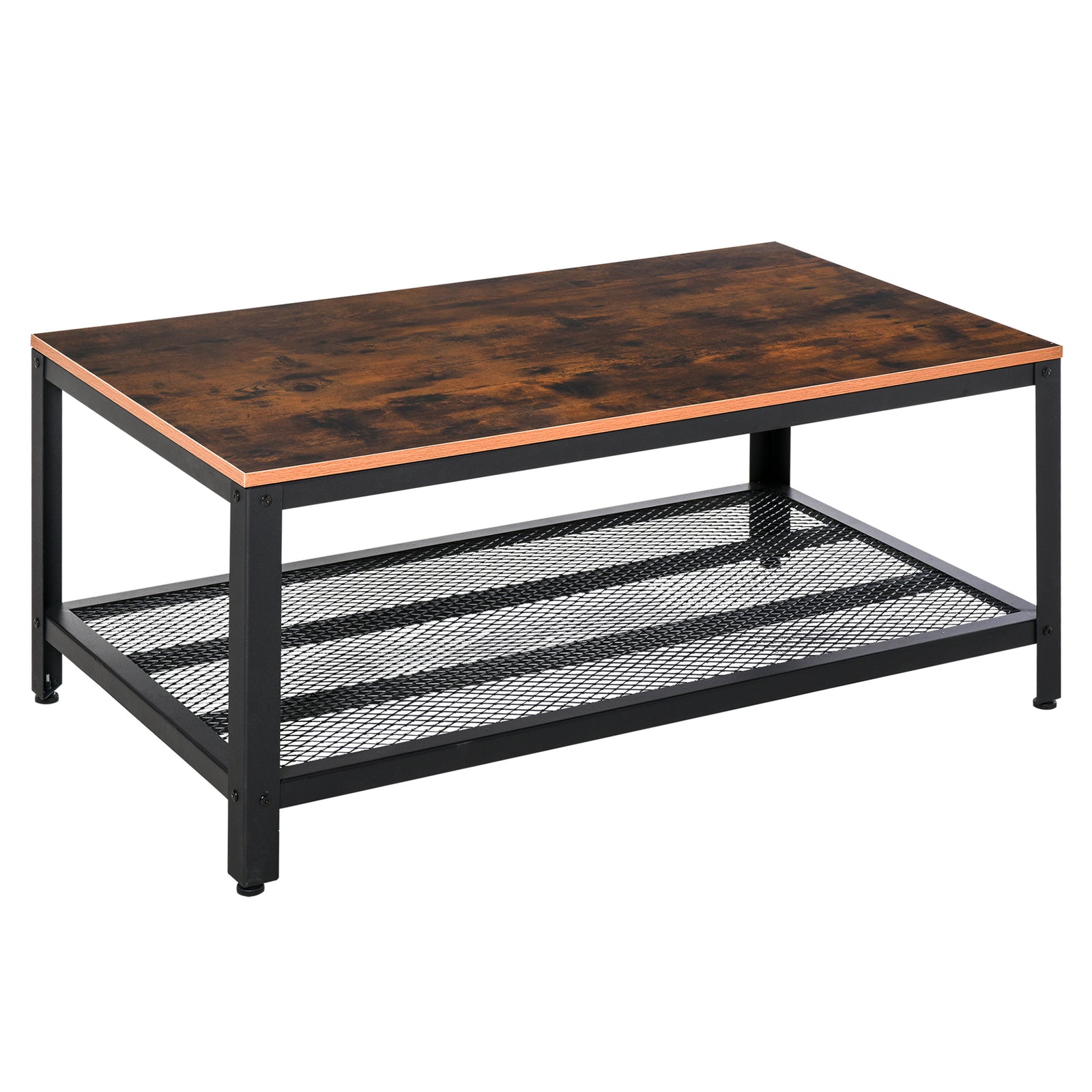 Retro Industrial Coffee Table With Shelf