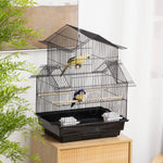 Metal Bird Cage Small W/ Perch Food Container Handle For Finch Canary