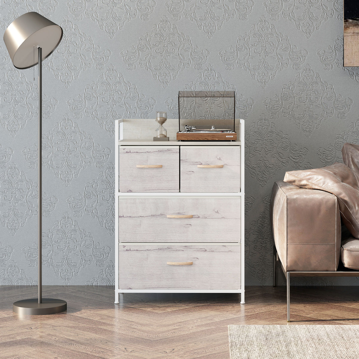 HOMCOM Bedroom Chest Of Drawers 4 Drawer Dresser W/ Shelf