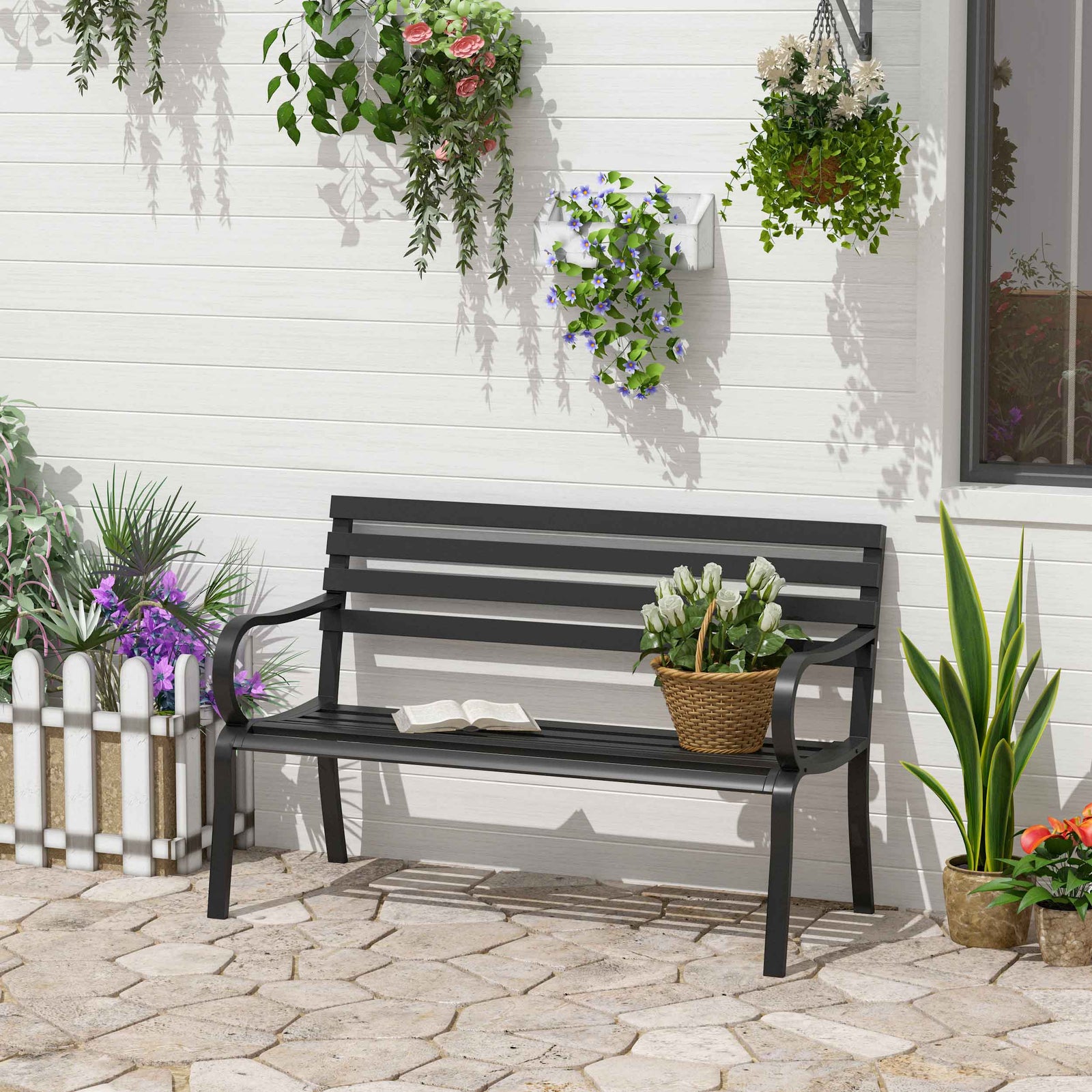 2 Seater Bench Outdoor Metal Loveseat