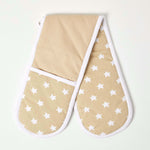 Beige Stars Cotton Double Oven Glove