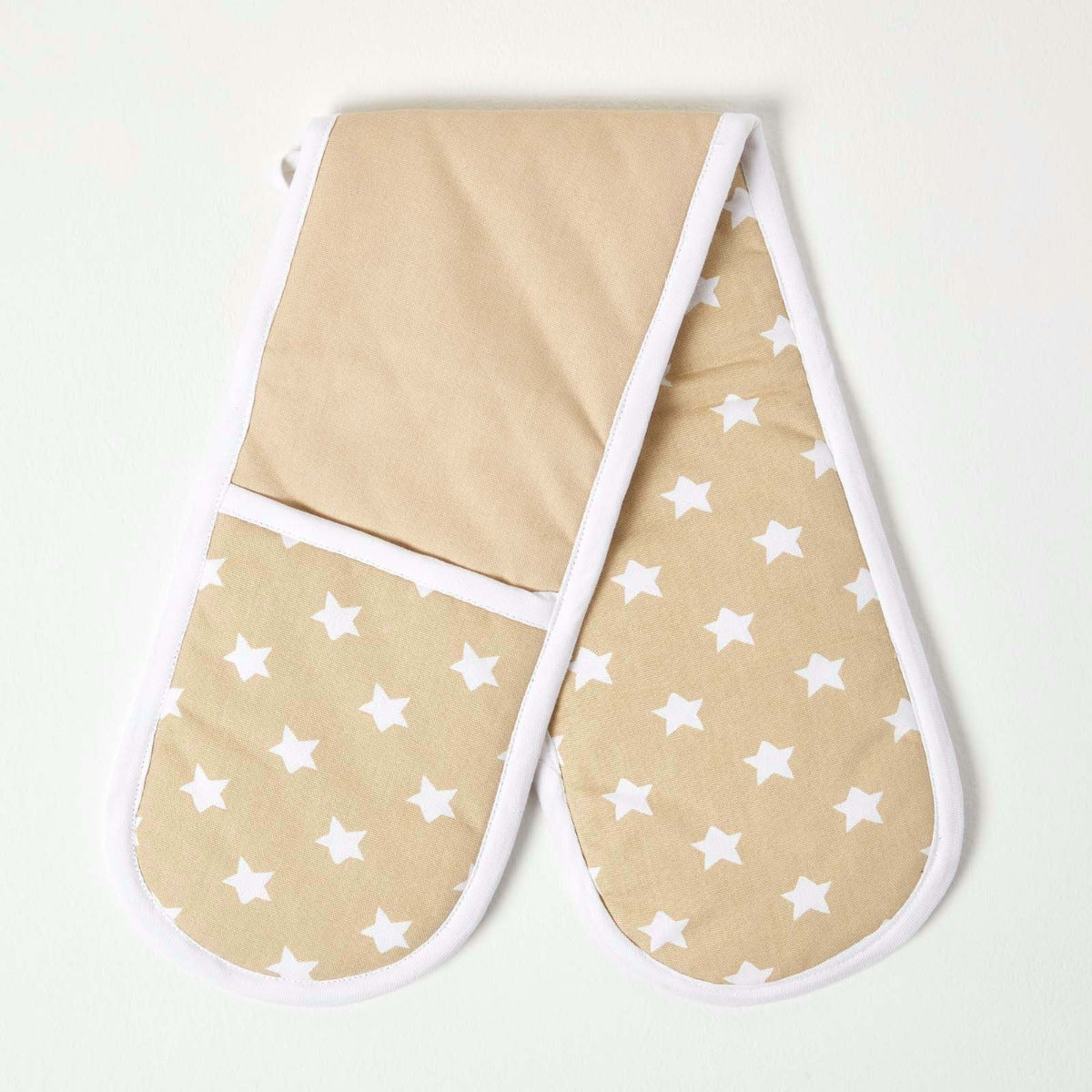 Beige Stars Cotton Double Oven Glove