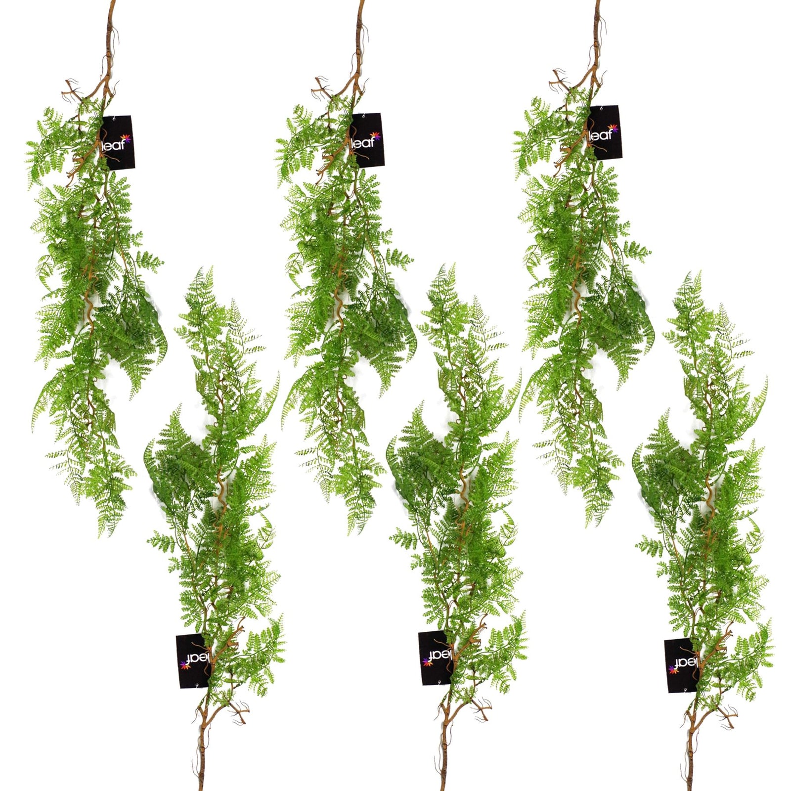 6 X 100cm Artificial Hanging Maidenhair Fern Plant Dark Green