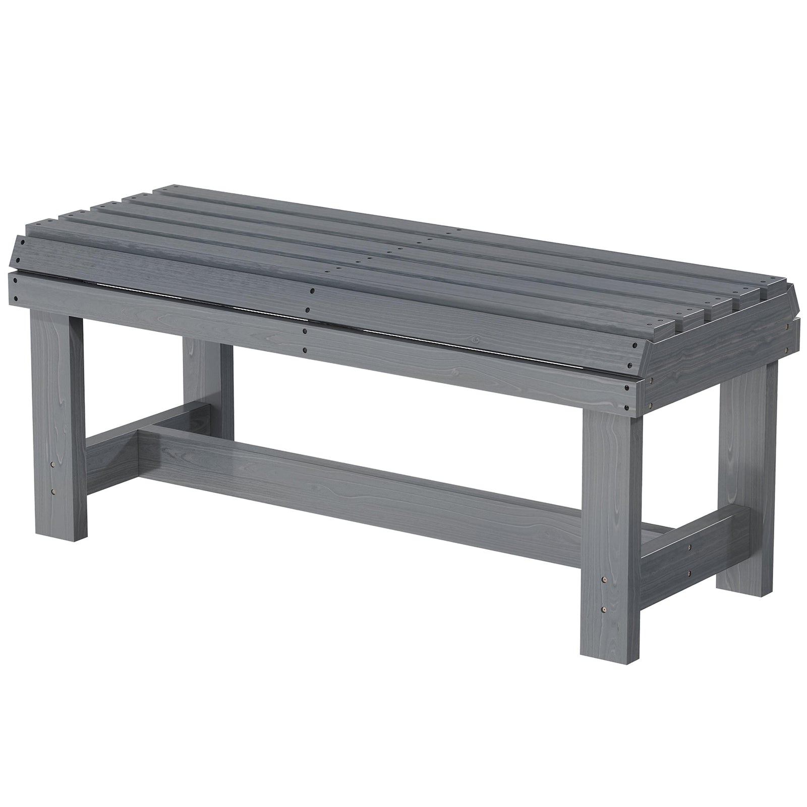 Wooden Garden Bench, 2 Seater Slatted Outdoor Bench | Grey