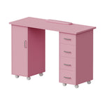 Mobile Manicure Table With 1 Cabinet And 4 Drawers | Pink