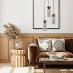 Elica Hand Made Designer Pendant Lamp With Elegant Smoked Glass Cylindrical Shades Circular Fitting