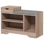 Shoe Bench With Drawer Shelves And Seating Cushion