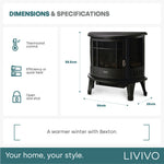 Electric Fireplace Heater Black With Thermostat And Safety Cut Off
