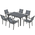 7-piece Wpc Dining Set, 6 Stackable Chairs, Rectangle