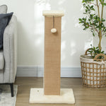 81cm Cat Scratching Post W/ Sisal Rope, Hanging Ball Soft Plush | Beige
