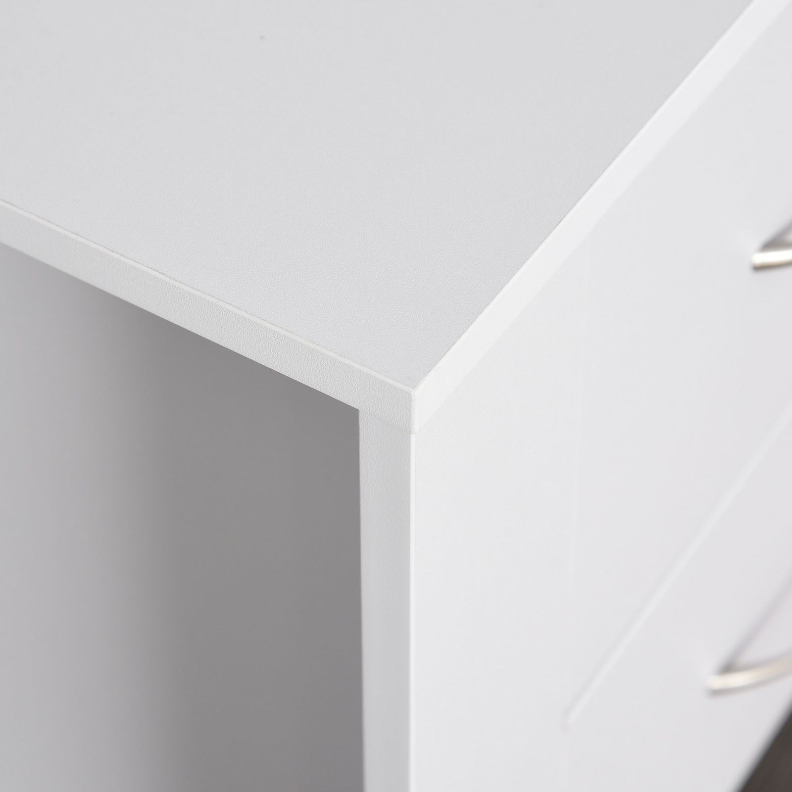 2 Drawer Boxy Bedside Table W/ Handles Elevated Base | One Size | White