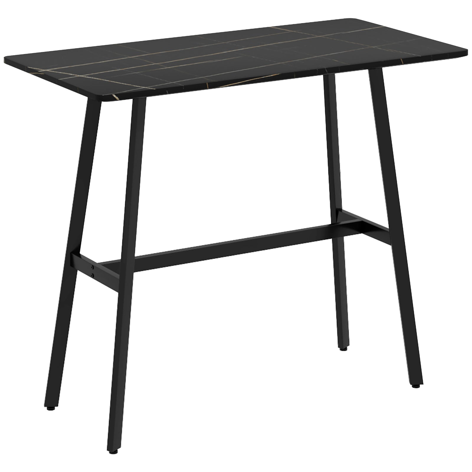 HOMCOM Bar Table With Marble Effect Top, Steel Legs