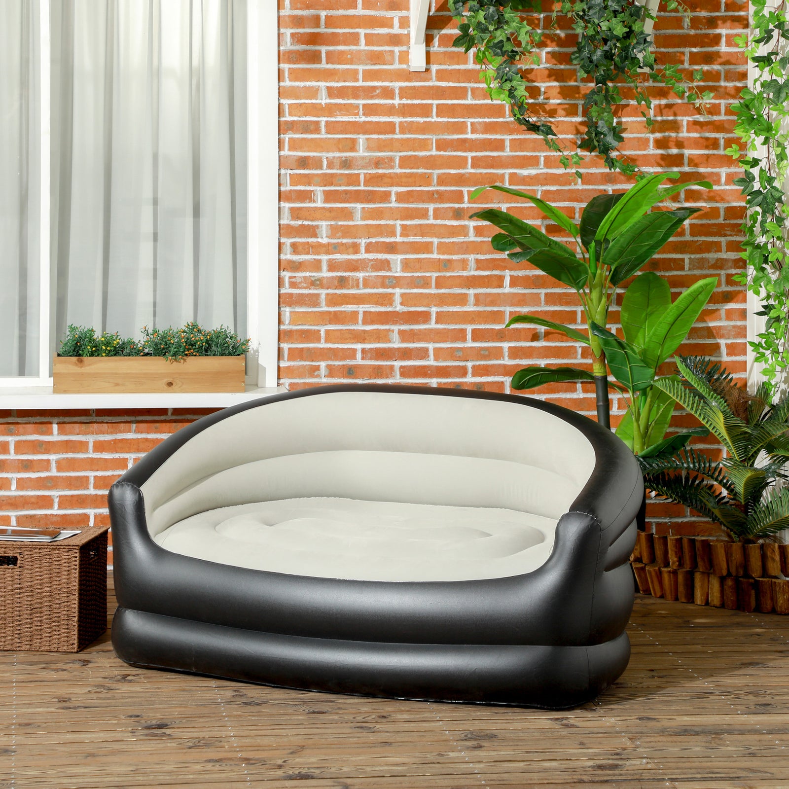 Outsunny Grey 2-person Inflatable Sofa