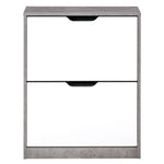 Two Drawer Shoe Cabinet Storage Organiser Groove Handles