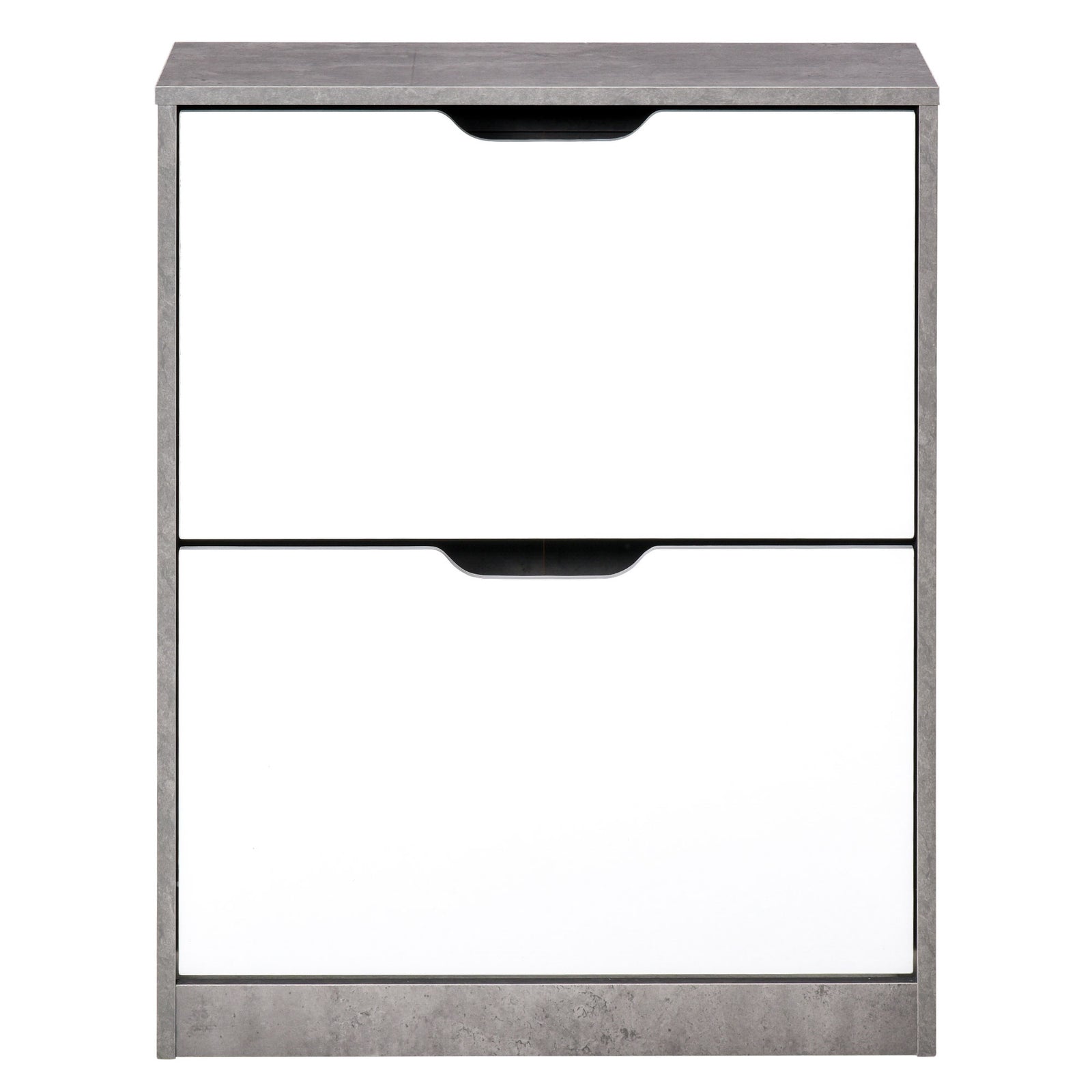 Two Drawer Shoe Cabinet Storage Organiser Groove Handles