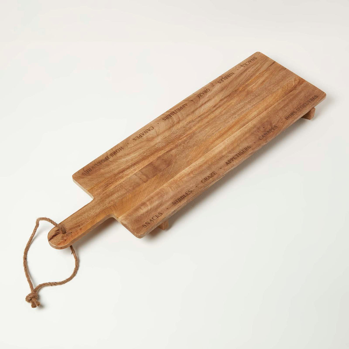 HOMESCAPES Engraved Mango Wood Serving Board, 100 X 30 Cm