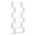 6-tier Wooden Modern S-shaped Shelf Storage Unit Home Office | One Size | White