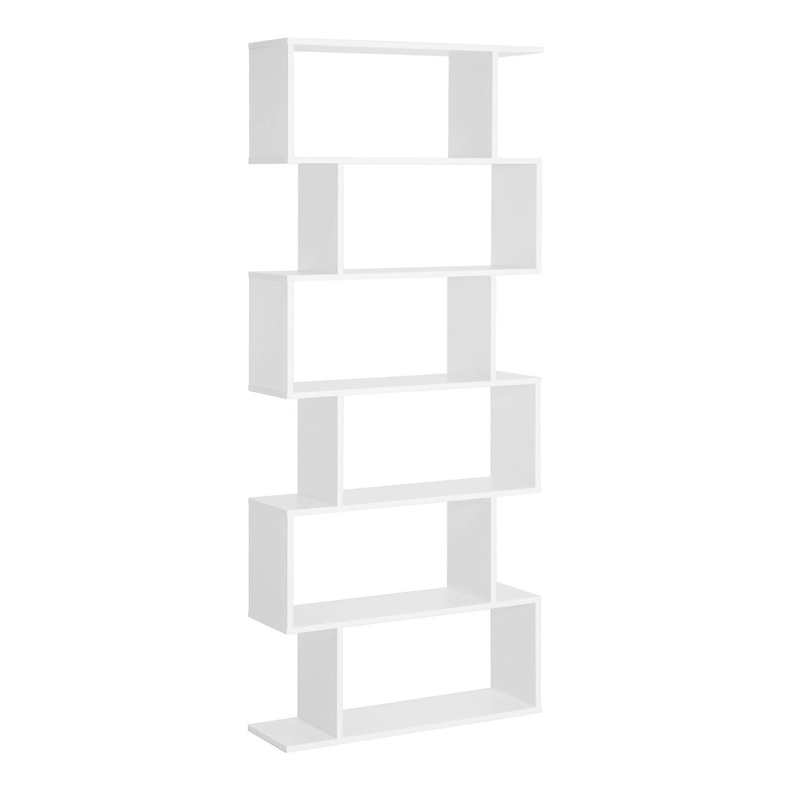 6-tier Wooden Modern S-shaped Shelf Storage Unit Home Office | One Size | White