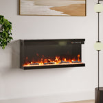40-inch 3-sided Electric Fireplace Recessed & Freestanding Heater With Adjustable Flame, Remote Control, Timer & 12 Flame Colors