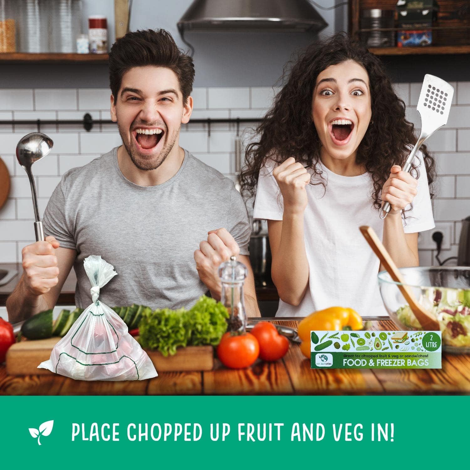 Certified Compostable Food & Freezer Bags Pack 2 Litre X 4 (140 Bags Total)