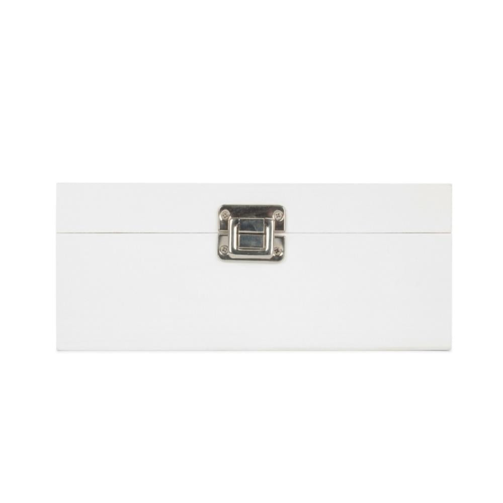 24cm Square White Soft Wood Box