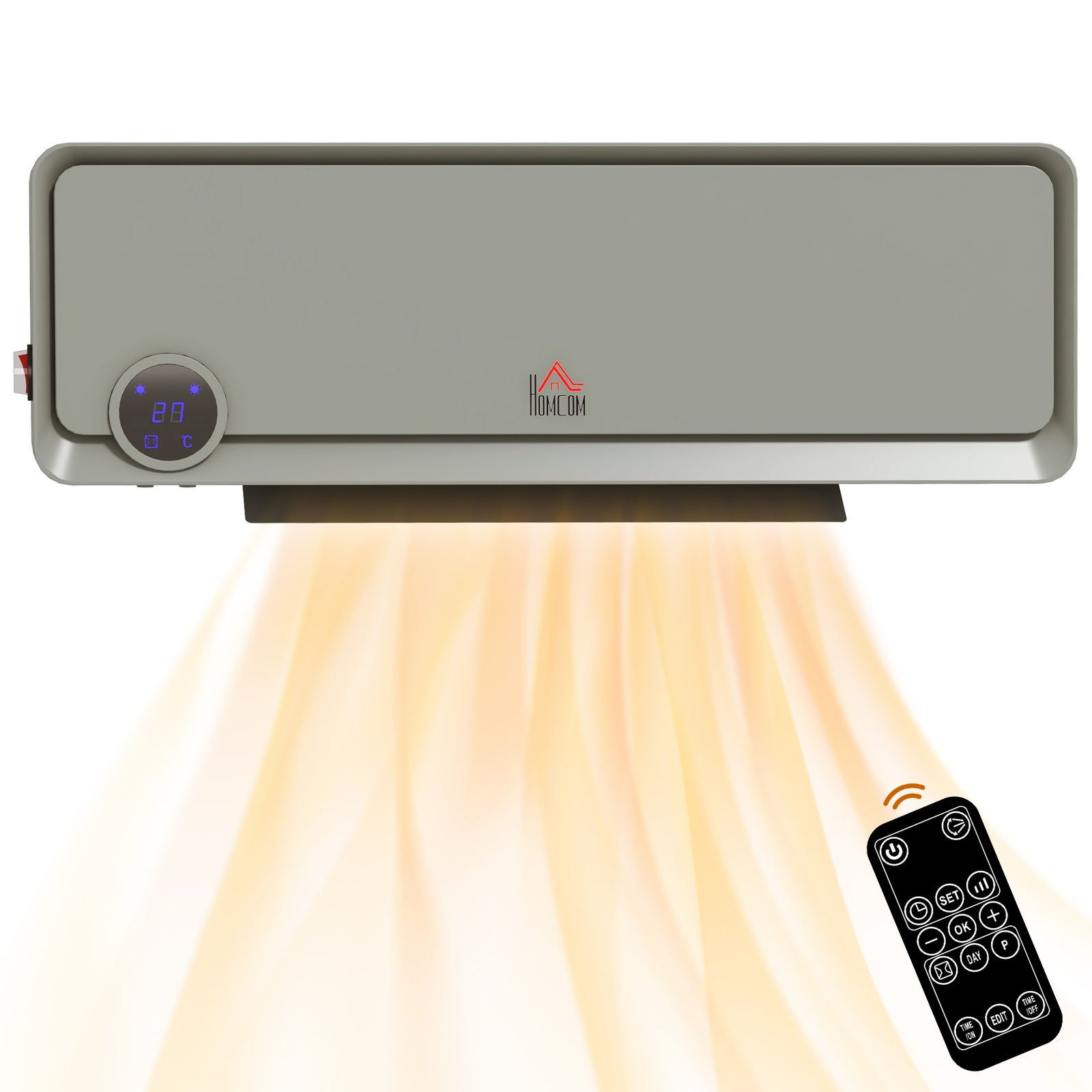 1000w/2000w Wall Downflow Heater 10-49 Degree Temperature | One Size | Gray