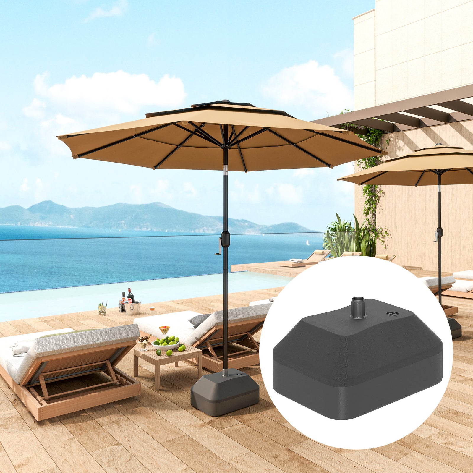 Fillable Parasol Base, Sun Umbrella Base For Deck Poolside