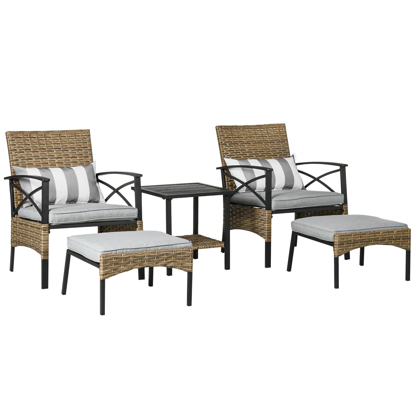 Outsunny 5pc Rattan Garden Table And Chair Set