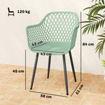 Garden Chairs Set, Garden Dining Chairs With Armrests | Set of 4 | Green