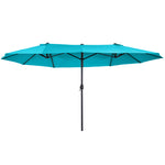 4.6m Double-sided Sun Umbrella W/ Base | Sky Blue