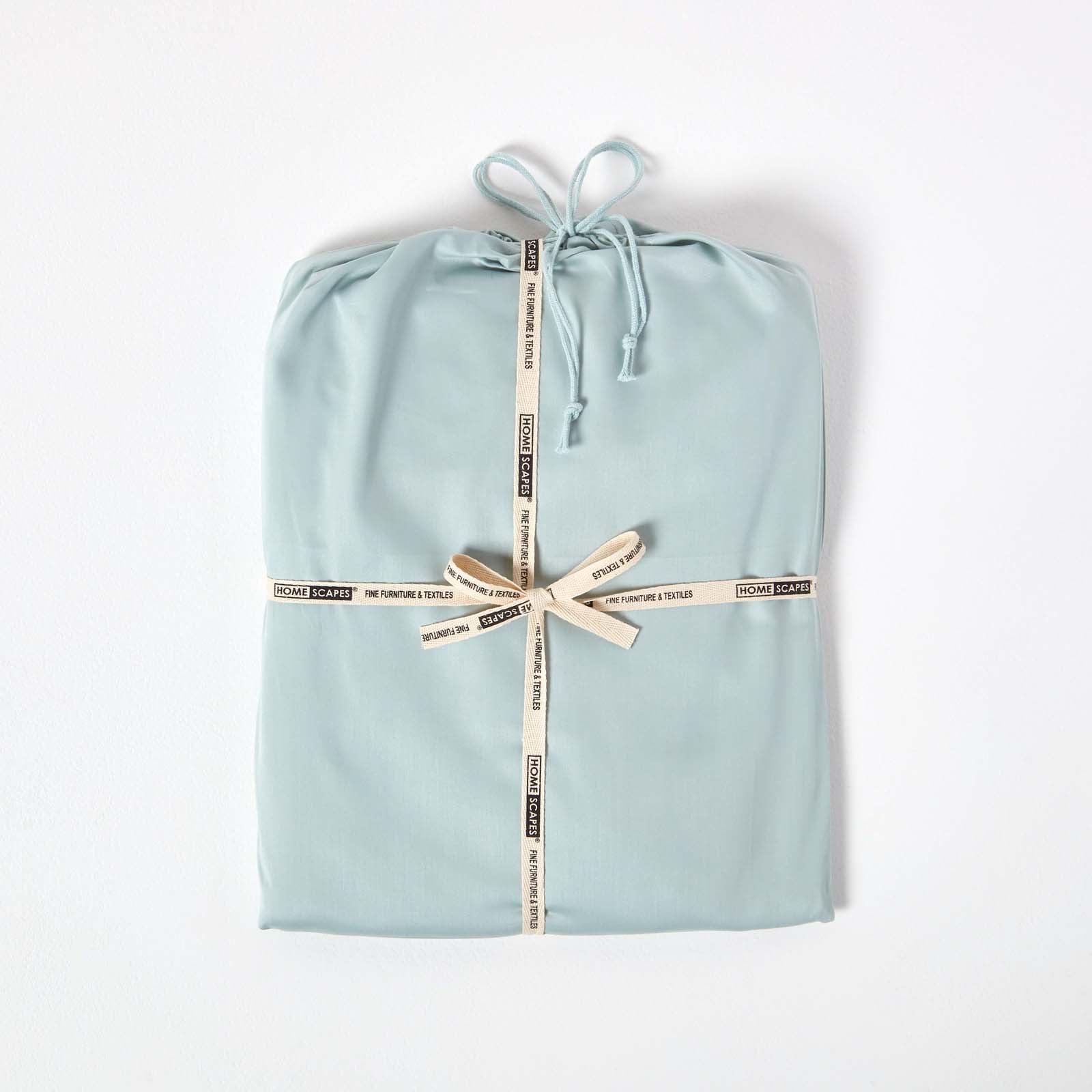 Organic Cotton Deep Fitted Sheet 18 Inch 400 Tc | Single | Duck Egg Blue