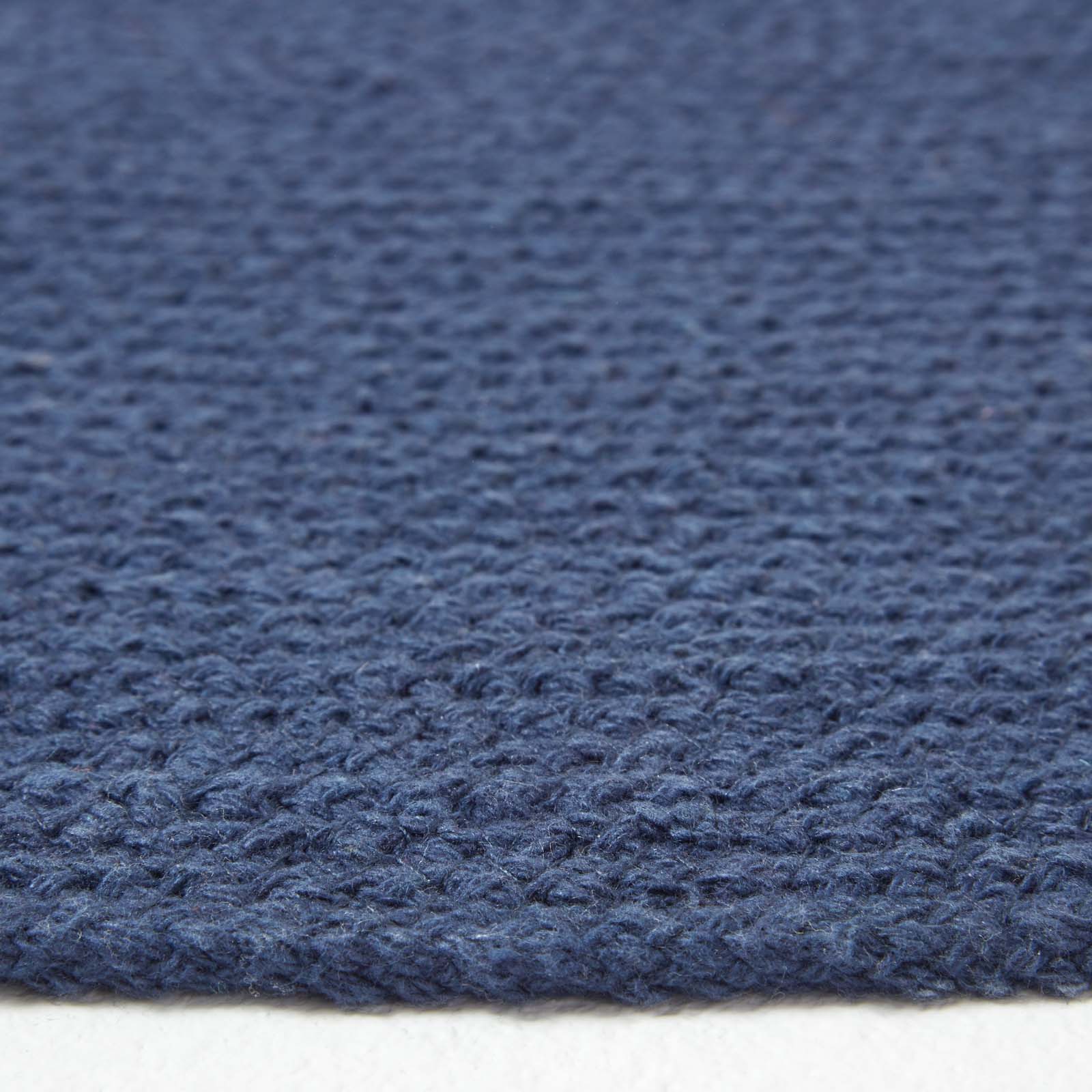Handmade Woven Braided Oval Rug | 150cm x 95cm | Navy Blue