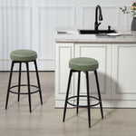 Swivel Bar Stools Set Of 2, Pu Leather Barstools With Footrest | Green