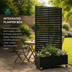 Metal Privacy Screen With Plant Pot - Slat | Black