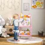 AIYAPLAY Aiyaplay 2 In 1 Kids Easel With Whiteboard, Chalkboard, Storage Boxes, Pink