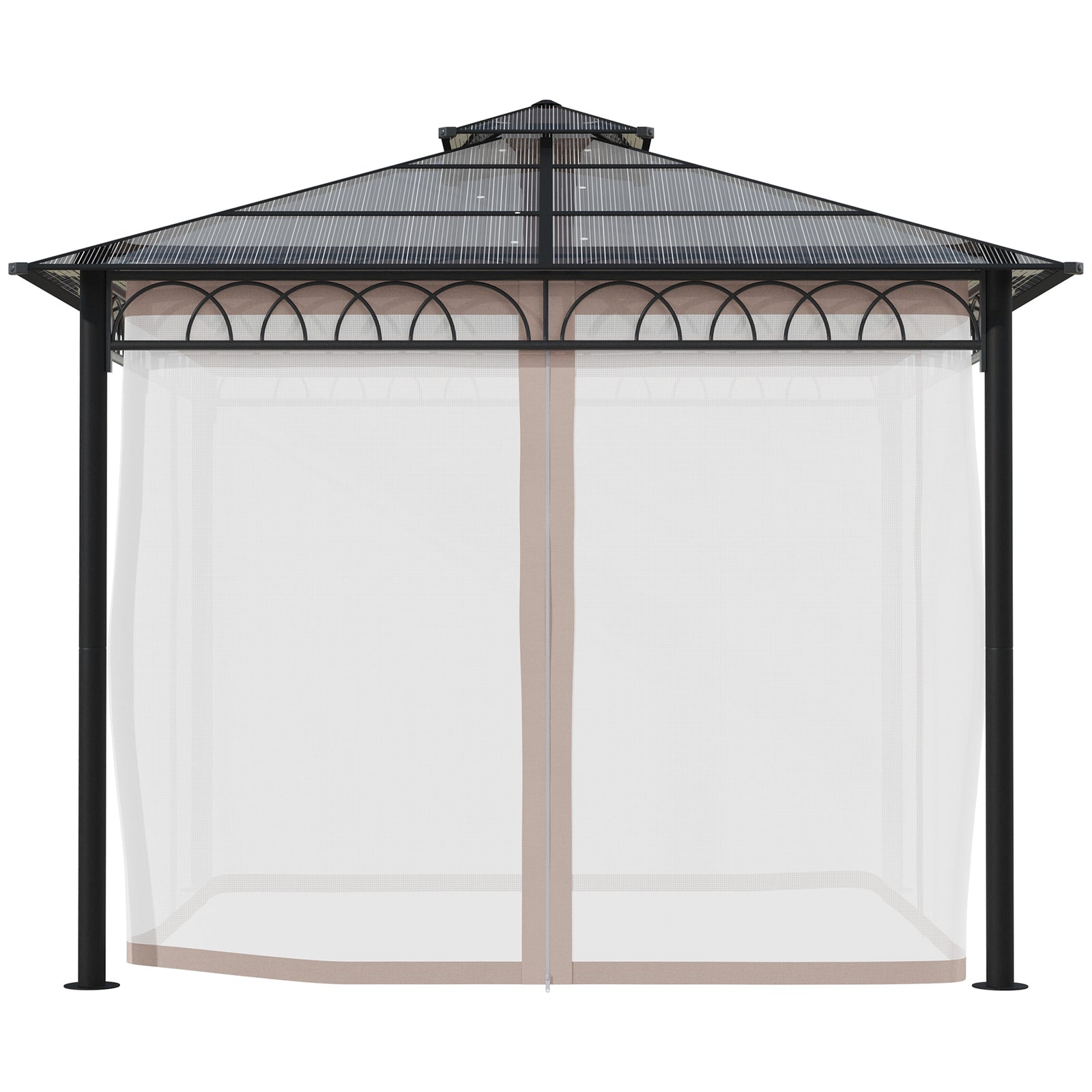 Double roof Hard Top Gazebo With Nettings & curtains | Medium | Black