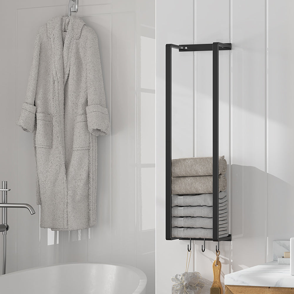 Modern Carbon Steel Wall Towel Rack With Hooks