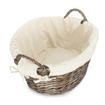 Wicker Antique Wash Oatmeal Cotton Lined Laundry Basket | Gray