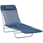 Adjustable Sun Bed Garden Lounger Recliner Relaxing Camping | Dark Blue