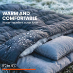 Double Sleeping Bag With 2 Pillows, 220 X 160cm Sleeping Bag | Black