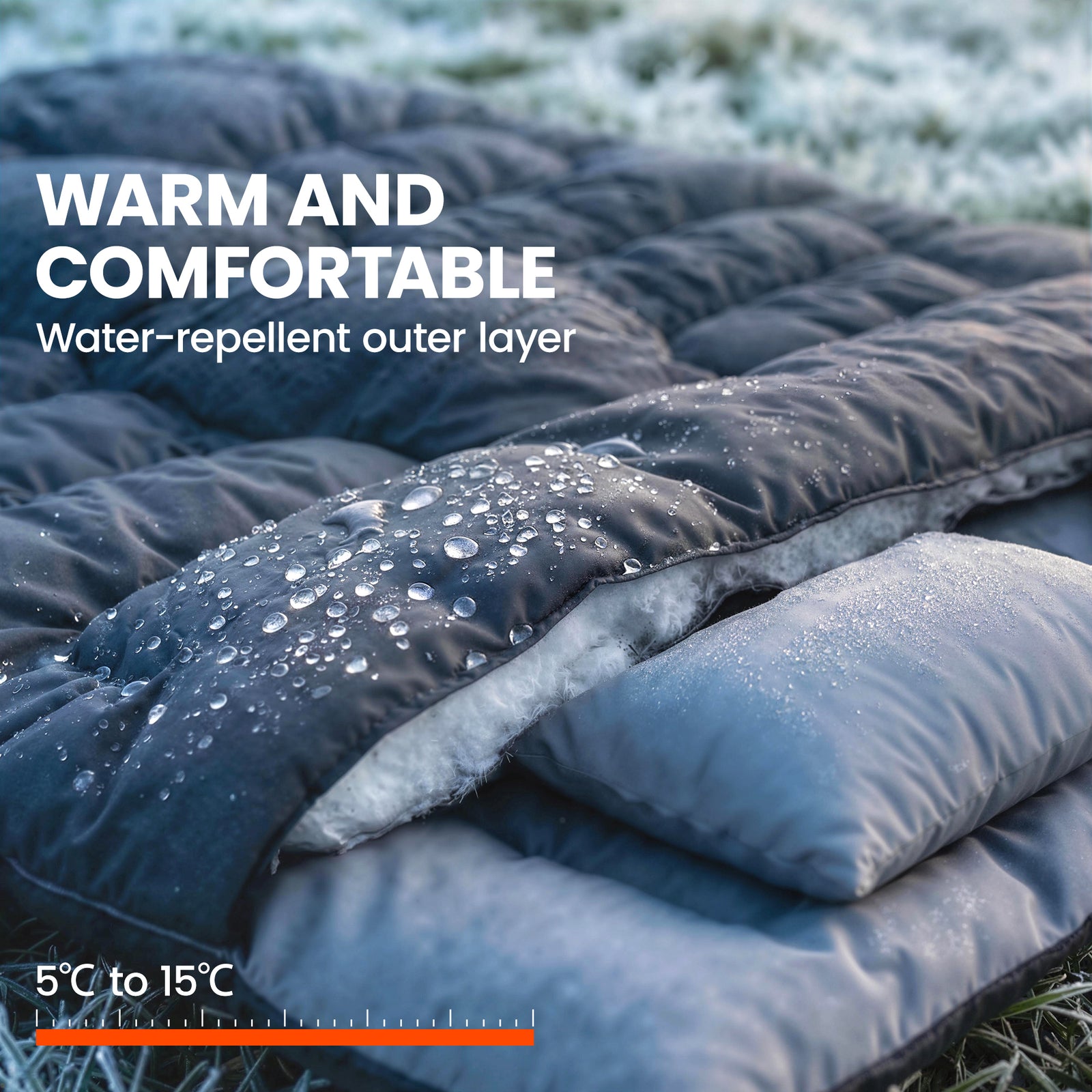 Double Sleeping Bag With 2 Pillows, 220 X 160cm Sleeping Bag | Black